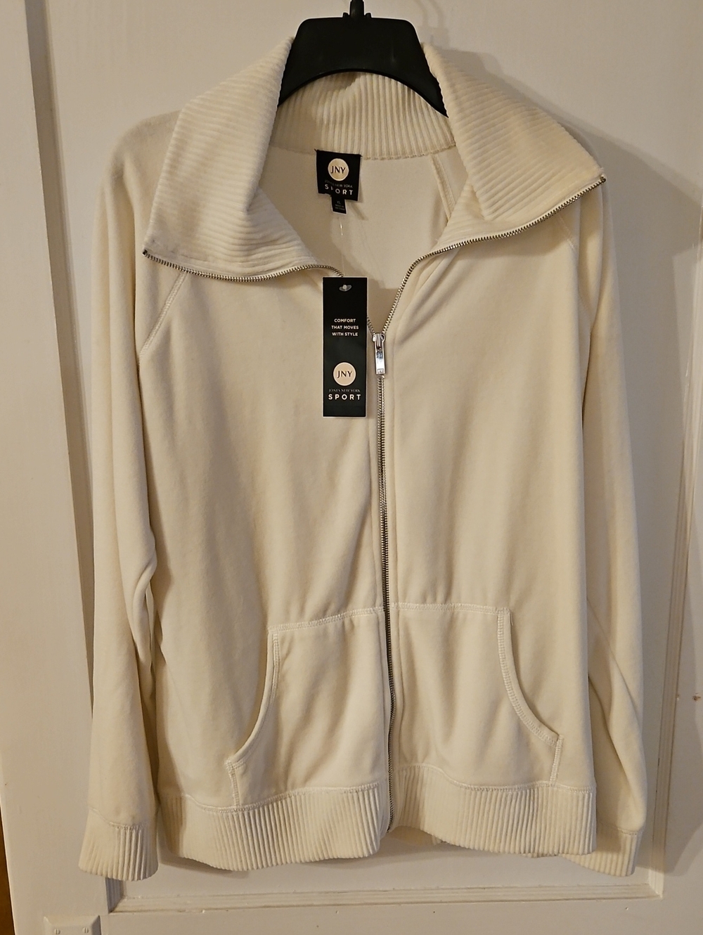 Jones New York Cream Full-Zip Bomber Jacket